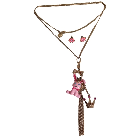 Betsey Johnson Long Bunny Necklace w/Earrings - Picture 11 of 11